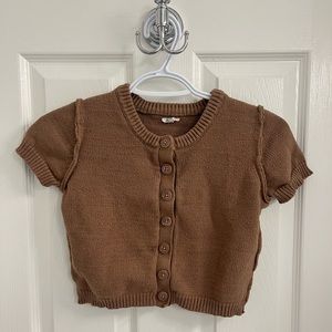 Cozy Brown Garage Button Up Crop Top